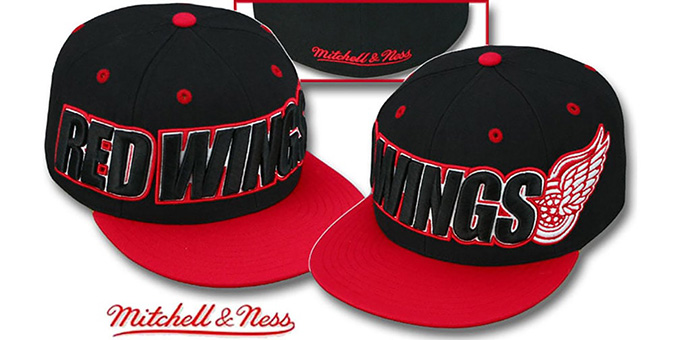 Red Wings '2T WORDMARK' Black-Red Fitted Hat by Mitchell and Ness