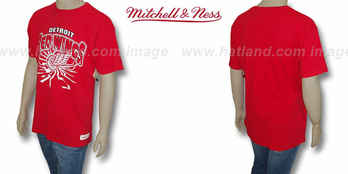 Red Wings 'EARTHQUAKE' Red T-Shirt by Mitchell and Ness