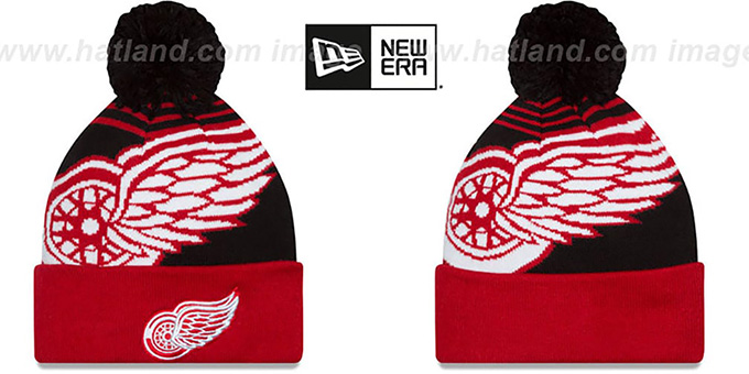 Red Wings 'LOGO WHIZ' Black-Red Knit Beanie Hat by New Era