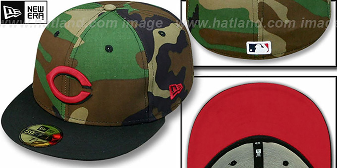 Reds '2T CAMO' Army-Black Fitted Hat by New Era