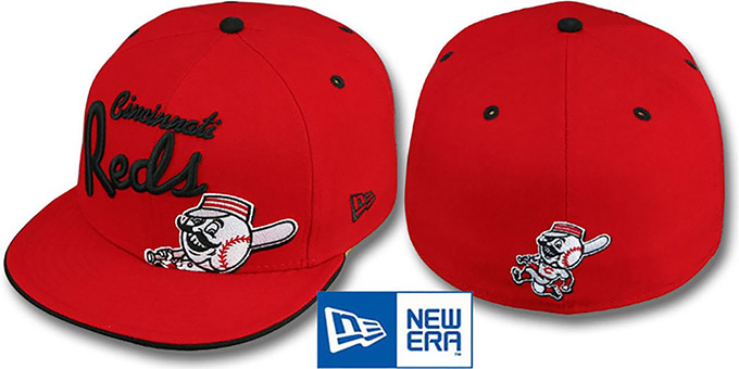 Reds 'BIG-SCRIPT' Red Fitted Hat by New Era