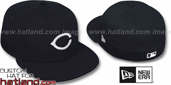 Reds 'TEAM-BASIC' Black-White Fitted Hat by New Era