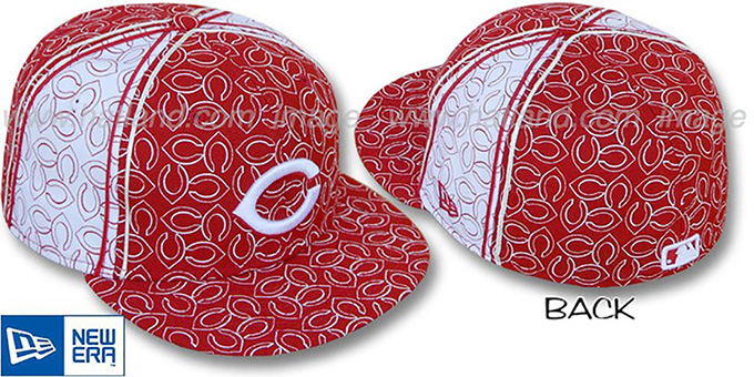 Reds C-'PJs FLOCKING PINWHEEL' Red-White Fitted Hat by New Era