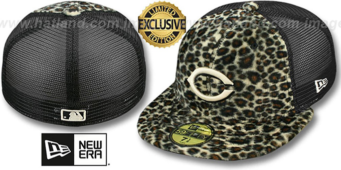 Reds CHEETAH 'ANIMAL-FUR MESH-BACK' Fitted Hat by New Era