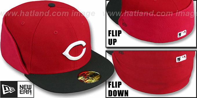 Reds 'CLEAN CUT FLIP-DOWN' Red-Black Fitted Hat by New Era