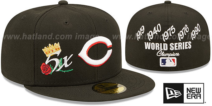 Reds 'CROWN CHAMPS' Black Fitted Hat by New Era