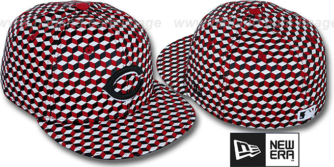 Reds 'CUE-BERT' Red-Black-White Fitted Hat by New Era