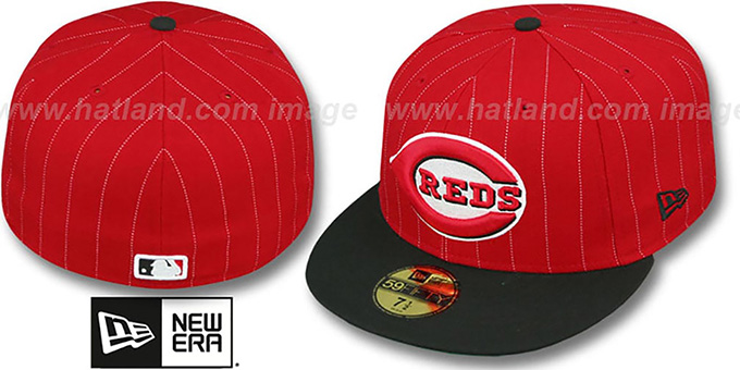 Reds 'PIN-SCRIPT' Red-Black Fitted Hat by New Era