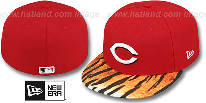 Reds 'REAL TIGER VIZA-PRINT' Red Fitted Hat by New Era