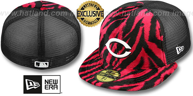 Reds ZEBRA 'ANIMAL-FUR MESH-BACK' Fitted Hat by New Era