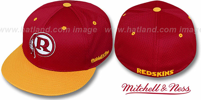 Redskins  '2T BP-MESH' Burgundy-Gold Fitted Hat by Mitchell and Ness