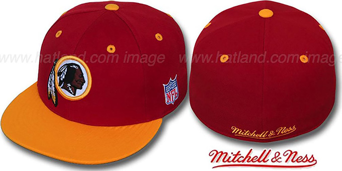 Redskins '2T CLASSIC THROWBACK' Burgundy-Gold Fitted Hat by Mitchell and Ness