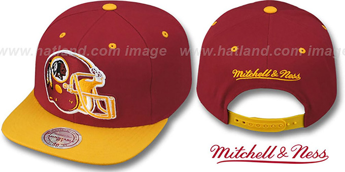 Redskins '2T XL-HELMET SNAPBACK' Burgundy-Gold Adjustable Hat by Mitchell and Ness