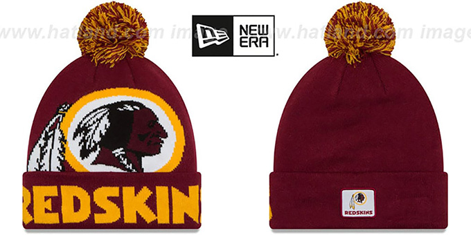 Redskins 'COLOSSAL-TEAM' Burgundy Knit Beanie Hat by New Era