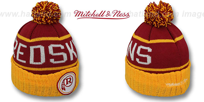 Redskins 'HIGH-5 CIRCLE BEANIE' Burgundy-Gold by Mitchell and Ness