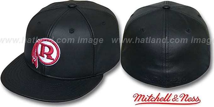 Redskins 'LEATHER THROWBACK' Fitted Hat by Mitchell and Ness