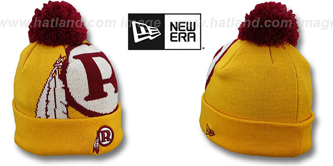 Redskins 'THROWBACK NFL-BIGGIE' Gold Knit Beanie Hat by New Era