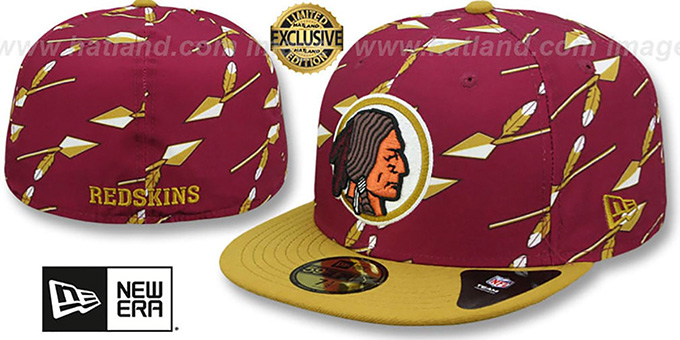 Redskins 'THROWBACK SPEARS  ALL-OVER' Burgundy Fitted Hat by New Era