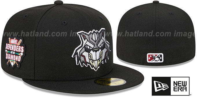 River Cats 'MILB MARVEL DEFENDERS SIDE-PATCH' Black Fitted Hat by New Era