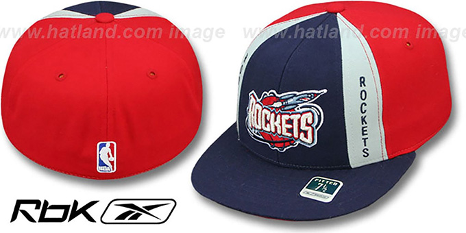 Rockets 'AJD THROWBACK PINWHEEL' Navy-Red Fitted Hat by Reebok