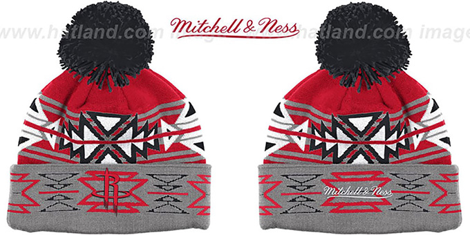 Rockets 'GEOTECH' Knit Beanie by Mitchell and Ness