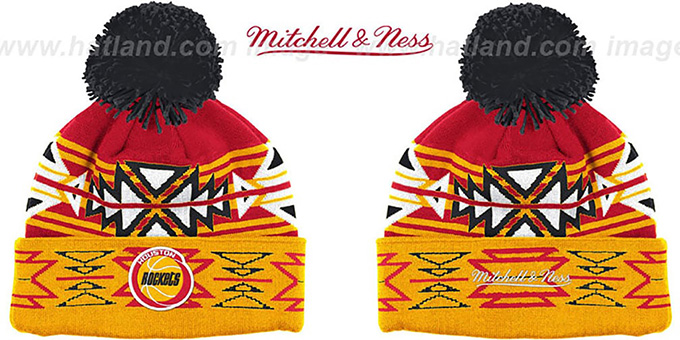 Rockets HWC 'GEOTECH' Knit Beanie by Mitchell and Ness