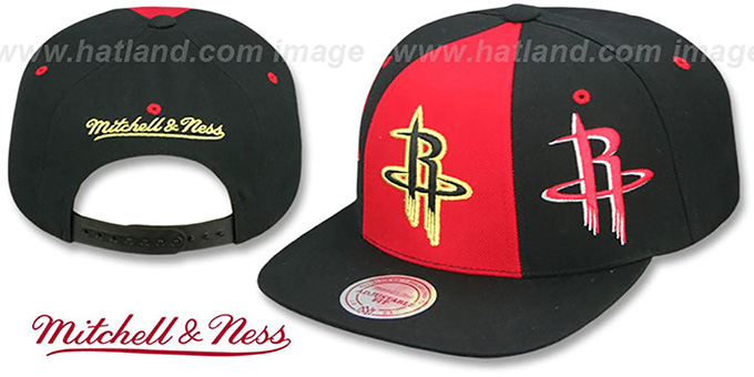 Rockets 'TRIPLE STACK SNAPBACK' Red-Black Hat by Mitchell and Ness