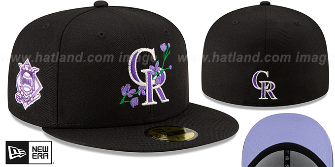 Rockies 'LOGO BLOOM SIDE-PATCH' Black-Lavender Fitted Hat by New Era