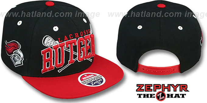 Rutgers 'LACROSSE SUPER-ARCH SNAPBACK' Black-Red Hat by Zephyr