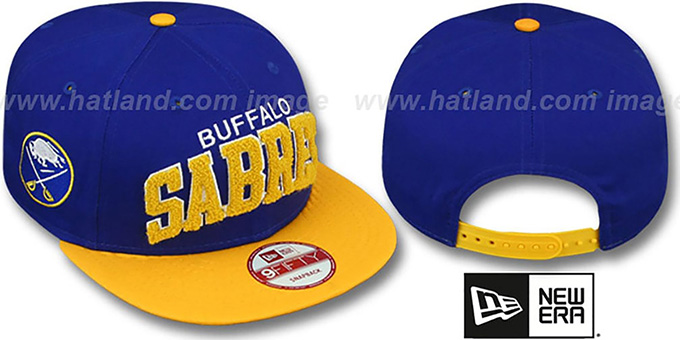 Sabres 'CHENILLE-ARCH SNAPBACK' Royal-Gold Hat by New Era