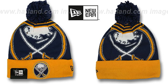 Sabres 'LOGO WHIZ' Navy-Gold Knit Beanie Hat by New Era