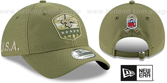 Saints '2019 SALUTE-TO-SERVICE STRAPBACK' Olive Hat by New Era