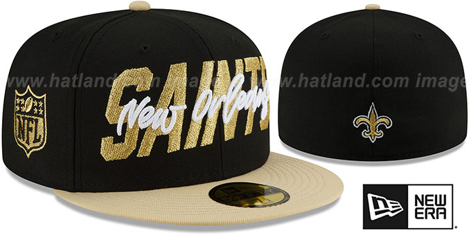 Saints '2022 NFL DRAFT' Black-Gold Fitted Hat by New Era