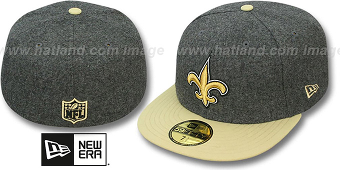 Saints '2T NFL MELTON-BASIC' Grey-Gold Fitted Hat by New Era