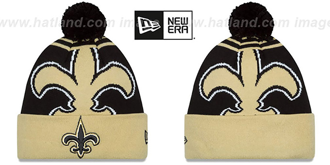 Saints 'LOGO WHIZ' Black-Gold Knit Beanie Hat by New Era