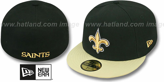 Saints 'NFL 2T-TEAM-BASIC' Black-Gold Fitted Hat by New Era