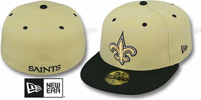 Saints 'NFL 2T-TEAM-BASIC' Gold-Black Fitted Hat by New Era