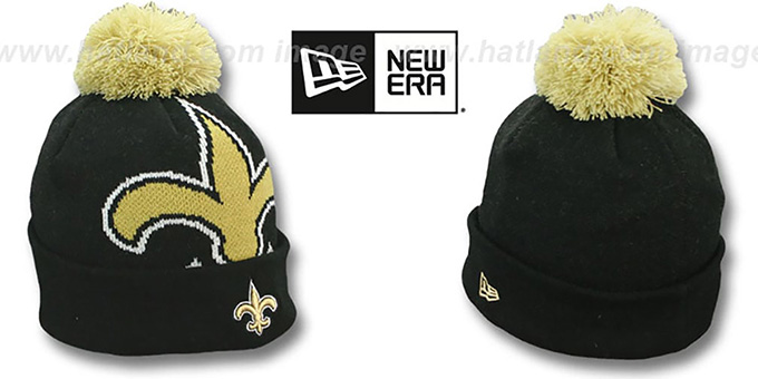 Saints 'NFL-BIGGIE' Black Knit Beanie Hat by New Era