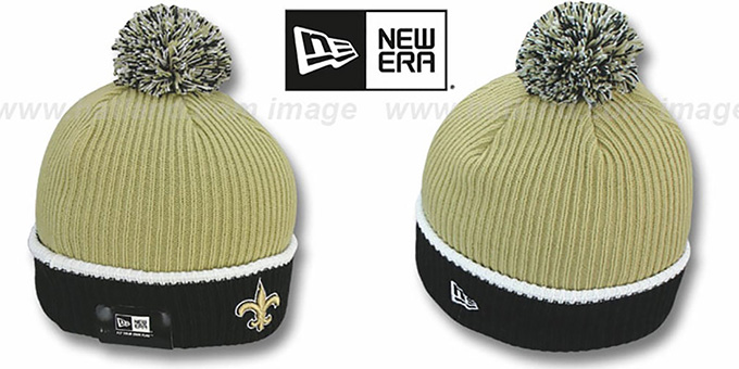 Saints 'NFL FIRESIDE' Gold-Black Knit Beanie Hat by New Era