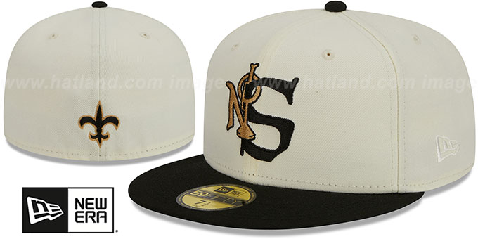 Saints 'NFL LIGATURE' White-Black Fitted Hat by New Era