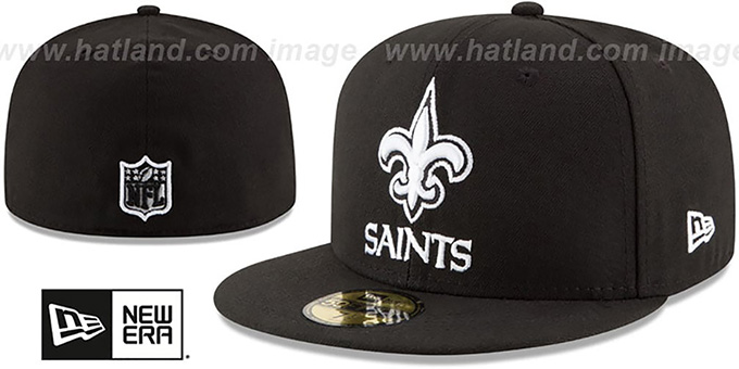 Saints 'NFL TEAM-BASIC' Black-White Fitted Hat by New Era