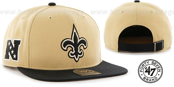 Saints 'SUPER-SHOT STRAPBACK' Gold-Black Hat by Twins 47 Brand