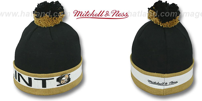 Saints 'THE-BUTTON' Knit Beanie Hat by Michell and Ness