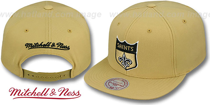 Saints 'THROWBACK-BASIC SNAPBACK' Gold Hat by Mitchell and Ness