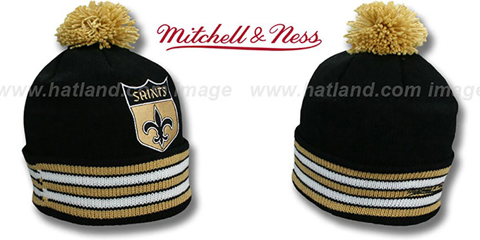 Saints XL-LOGO BEANIE Black by Mitchell and Ness at hatland.com