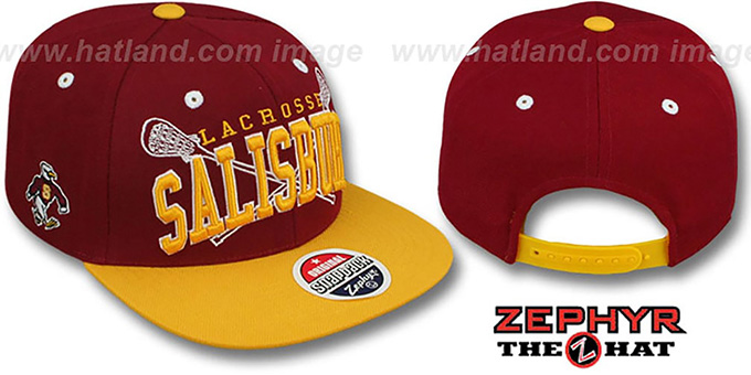 Salisbury 'LACROSSE SUPER-ARCH SNAPBACK' Burgundy-Gold Hat by Zephyr