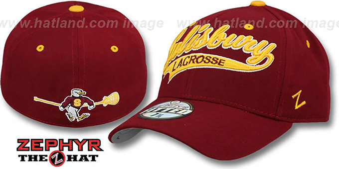 Salisbury 'SWOOP LACROSSE' Burgundy Fitted Hat by Zephyr