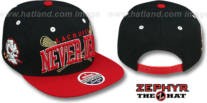 San Cristobal 'LACROSSE SUPER-ARCH SNAPBACK' Black-Red Hat by Zephyr