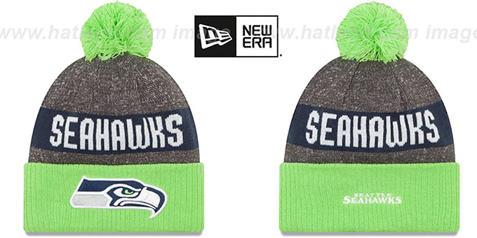 Seahawks '2016 STADIUM' Lime-Navy-Grey Knit Beanie Hat by New Era