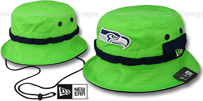 Seahawks 'ADVENTURE' Lime Bucket Hat by New Era